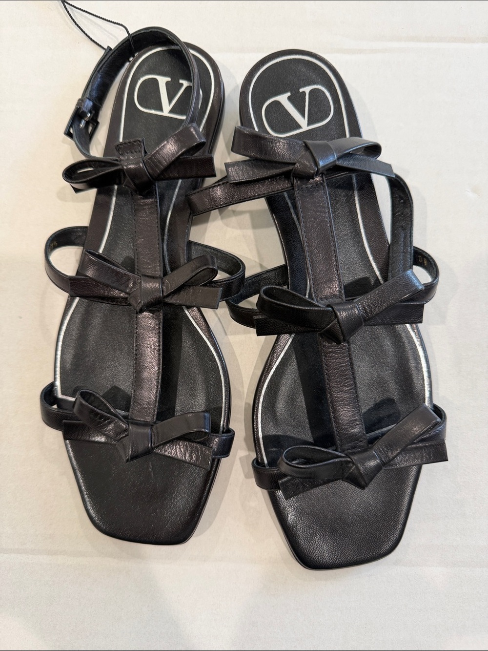 Valentino Garavani Black Fresch Bow Sandals size 7.5